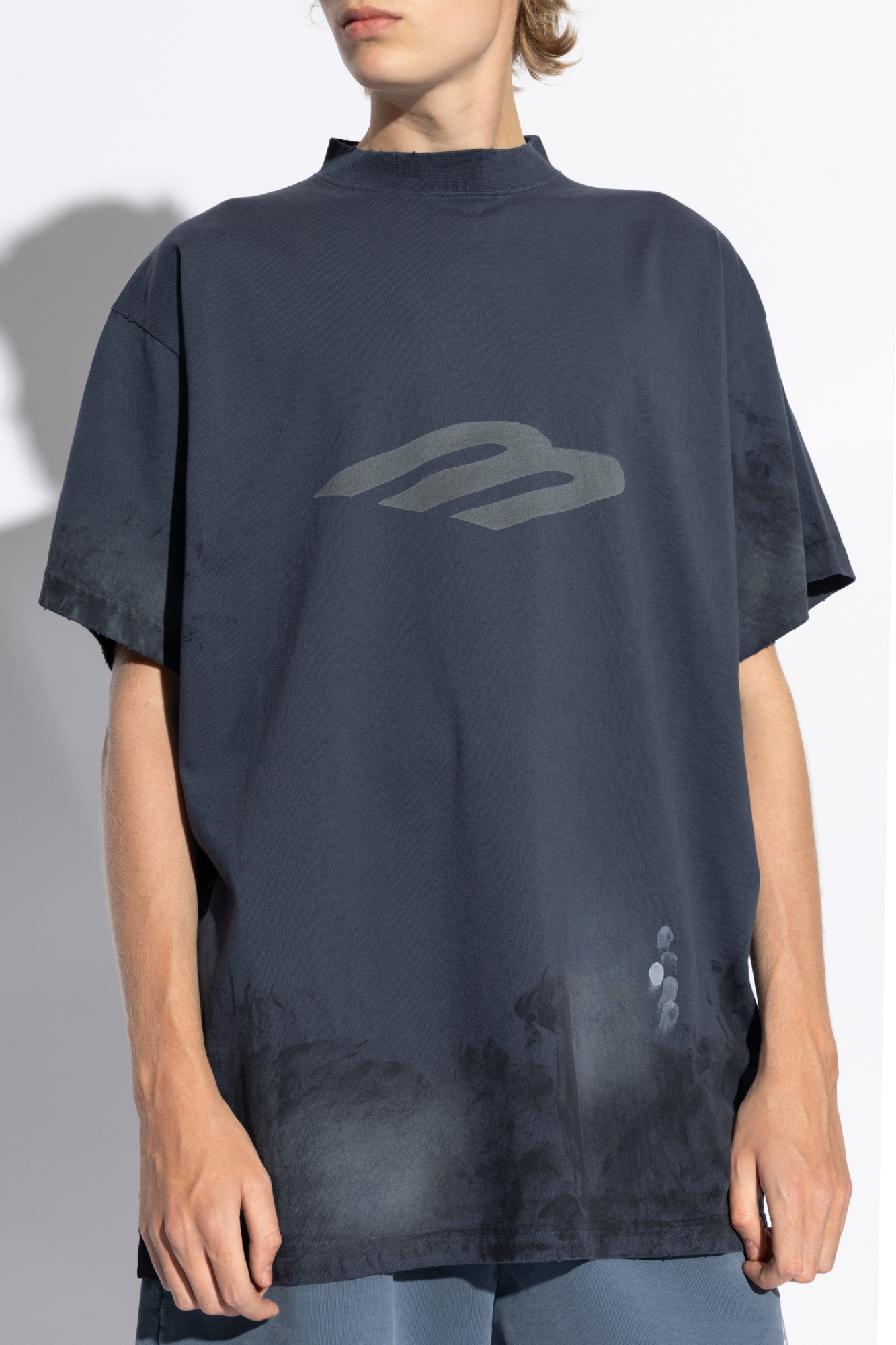 Navy blue T shirt with logo Balenciaga Vitkac Canada